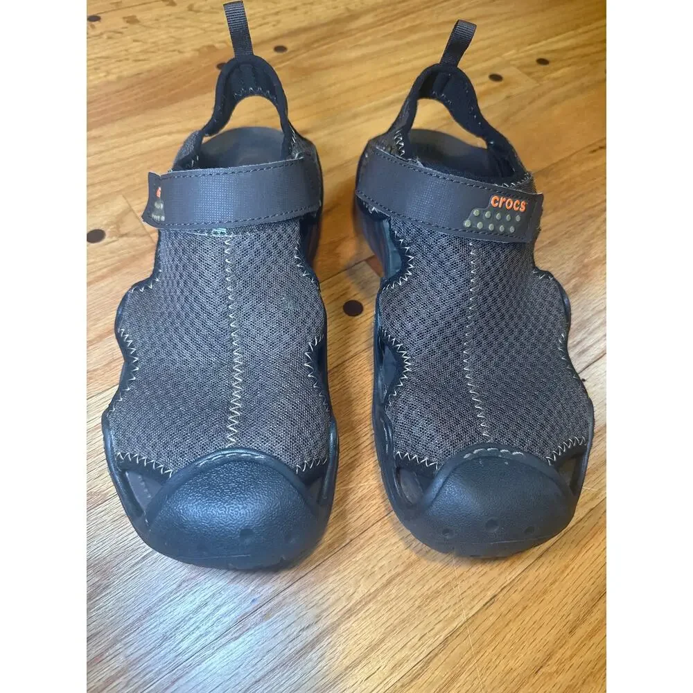 CROCS Swiftwater Mesh Men Size 10 Brown Fisherman Deck Sandals Water Shoe
